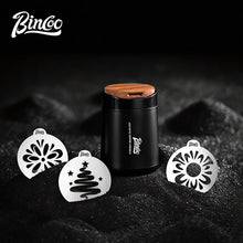 BINCOO Duster with Latte Art Stencils Stainless Steel Milk Pitcher Set Coffee Powder Sifter Baking & Coffee Decorating Tools Latte Art Templates
