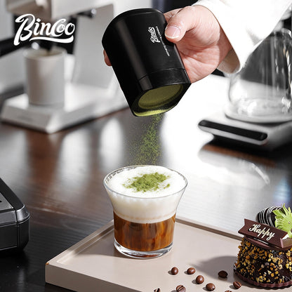 BINCOO Duster with Latte Art Stencils Stainless Steel Milk Pitcher Set Coffee Powder Sifter Baking & Coffee Decorating Tools Latte Art Templates