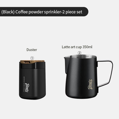 BINCOO Duster with Latte Art Stencils Stainless Steel Milk Pitcher Set Coffee Powder Sifter Baking & Coffee Decorating Tools Latte Art Templates