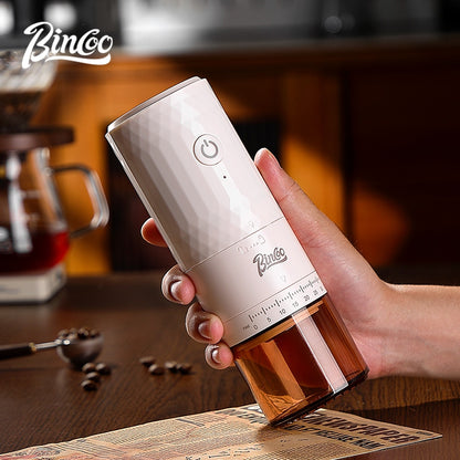 BINCOO DM08 Portable Electric Coffee Grinder Set with Glass Sealed Canister Mini Household Coffee Tool Kit for Pour Over & Espresso