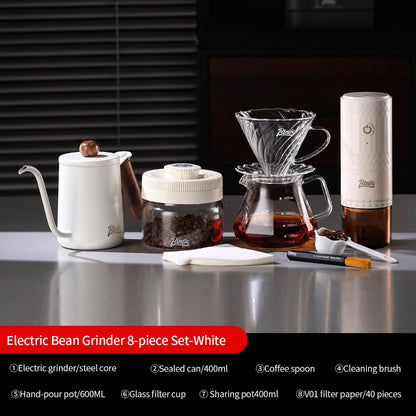 BINCOO Hand Drip Coffee Set with Coffee Grinder Glass Server & Stainless Steel Gooseneck Kettle Complete Espresso Coffee Tool Kit