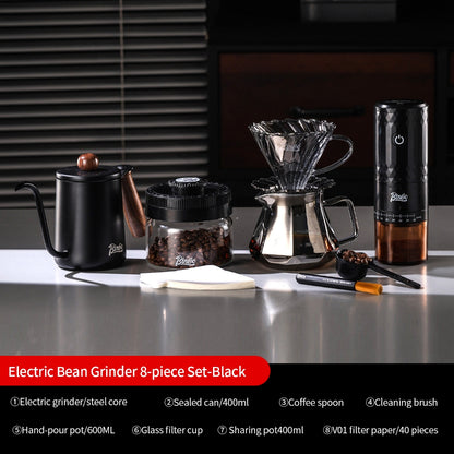 BINCOO Hand Drip Coffee Set with Coffee Grinder Glass Server & Stainless Steel Gooseneck Kettle Complete Espresso Coffee Tool Kit