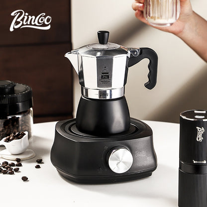 BINCOO Silver Black Double Valve Moka Pot with Electric Stove Grinder Airtight Can Set Full Espresso Coffee Tools Kit