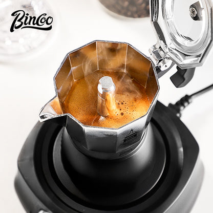 BINCOO Silver Black Double Valve Moka Pot with Electric Stove Grinder Airtight Can Set Full Espresso Coffee Tools Kit