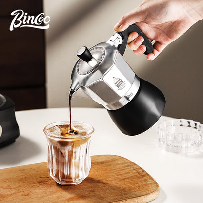 BINCOO Silver Black Double Valve Moka Pot with Electric Stove Grinder Airtight Can Set Full Espresso Coffee Tools Kit