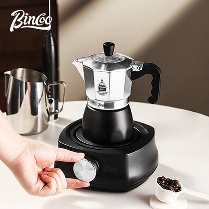 BINCOO Silver Black Double Valve Moka Pot with Electric Stove Grinder Airtight Can Set Full Espresso Coffee Tools Kit