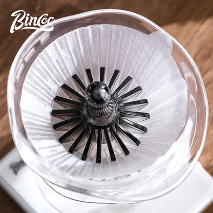 BINCOO Hand Press Coffee Filter Set V60 Pour Over Coffee Filters & Filter Press Helper Heat-resistant Tritan