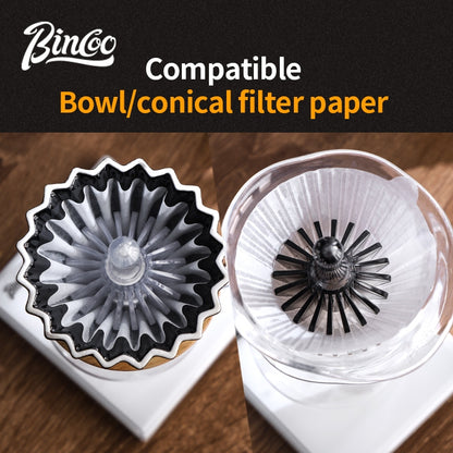 BINCOO Hand Press Coffee Filter Set V60 Pour Over Coffee Filters & Filter Press Helper Heat-resistant Tritan