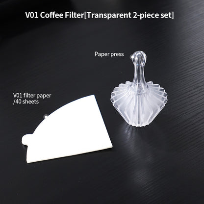 BINCOO Hand Press Coffee Filter Set V60 Pour Over Coffee Filters & Filter Press Helper Heat-resistant Tritan