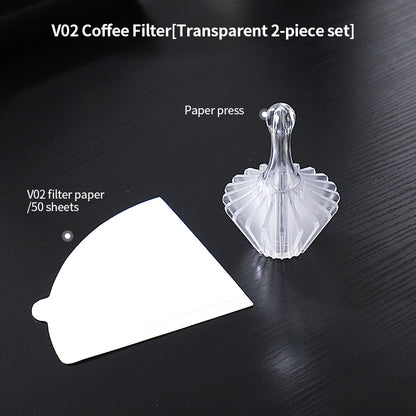 BINCOO Hand Press Coffee Filter Set V60 Pour Over Coffee Filters & Filter Press Helper Heat-resistant Tritan