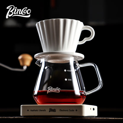 Bincoo Ceramic Filter Cup Hand Brewing Sharing Pot Glass Coffee Pot Set Coffee Utensils 500ML