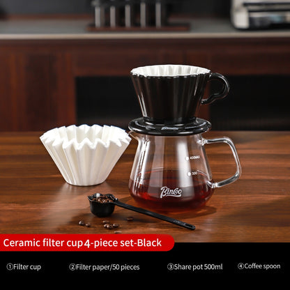 Bincoo Ceramic Filter Cup Hand Brewing Sharing Pot Glass Coffee Pot Set Coffee Utensils 500ML
