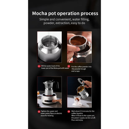 BINCOO Nebula Extractor 316 Stainless Steel Moka Pot with Built-in Filter Basket Coffee Extraction Pot Espresso Coffee Maker Set 2Cups