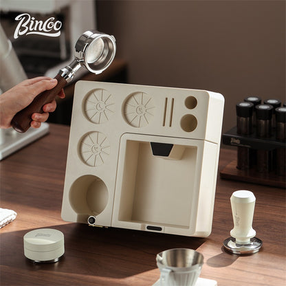 BINCOO Coffee Tamping Station Set Coffee Tool Storage Accessory  Integrated Detachable Knock Box  Distributor & Tamper Combo Kit 51MM/58MM