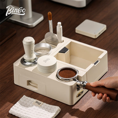 BINCOO Coffee Tamping Station Set Coffee Tool Storage Accessory  Integrated Detachable Knock Box  Distributor & Tamper Combo Kit 51MM/58MM