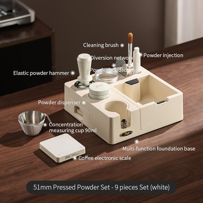 BINCOO Coffee Tamping Station Set Coffee Tool Storage Accessory  Integrated Detachable Knock Box  Distributor & Tamper Combo Kit 51MM/58MM