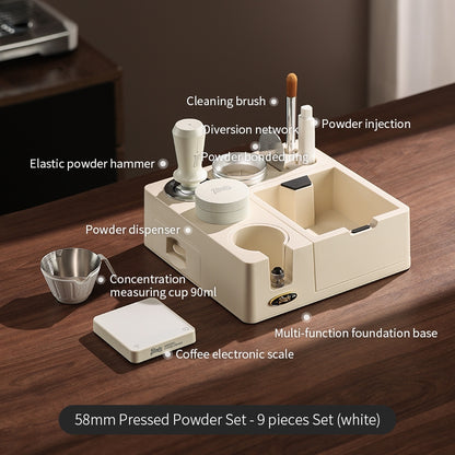 BINCOO Coffee Tamping Station Set Coffee Tool Storage Accessory  Integrated Detachable Knock Box  Distributor & Tamper Combo Kit 51MM/58MM