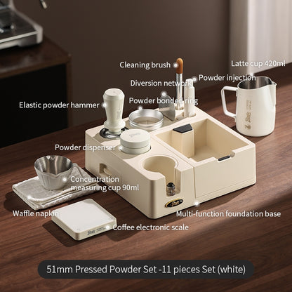 BINCOO Coffee Tamping Station Set Coffee Tool Storage Accessory  Integrated Detachable Knock Box  Distributor & Tamper Combo Kit 51MM/58MM