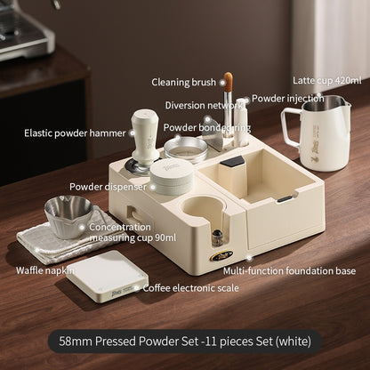 BINCOO Coffee Tamping Station Set Coffee Tool Storage Accessory  Integrated Detachable Knock Box  Distributor & Tamper Combo Kit 51MM/58MM