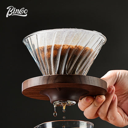 BINCOO V60 Glass Drip Coffee Maker Set Complete Hand Brew Kit with Glass Server & Manual Coffee Grinder