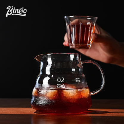 BINCOO V60 Glass Drip Coffee Maker Set Complete Hand Brew Kit with Glass Server & Manual Coffee Grinder