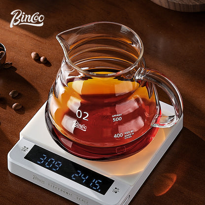 BINCOO V60 Glass Drip Coffee Maker Set Complete Hand Brew Kit with Glass Server & Manual Coffee Grinder