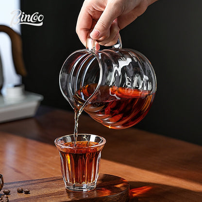 BINCOO V60 Glass Drip Coffee Maker Set Complete Hand Brew Kit with Glass Server & Manual Coffee Grinder