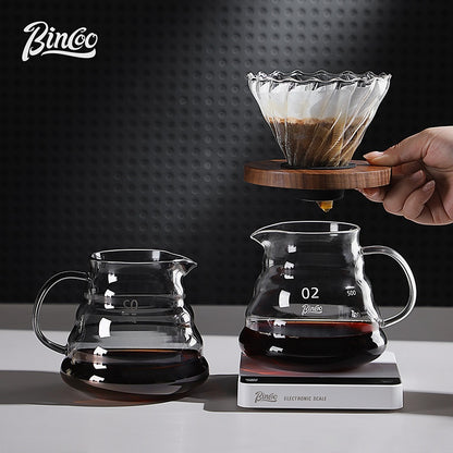 BINCOO Pour Over Coffee Kit with Electric Kettle Glass Sharing Pot V01 Glass Dripper & Stainless Steel Spout Gooseneck Kettle