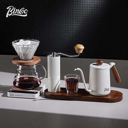BINCOO Pour Over Coffee Kit with Electric Kettle Glass Sharing Pot V01 Glass Dripper & Stainless Steel Spout Gooseneck Kettle
