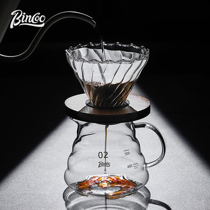 BINCOO Pour Over Coffee Kit with Electric Kettle Glass Sharing Pot V01 Glass Dripper & Stainless Steel Spout Gooseneck Kettle