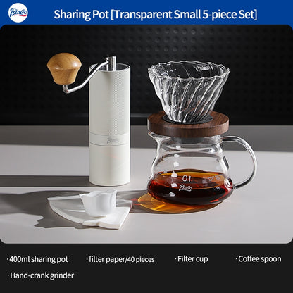 BINCOO Pour Over Coffee Kit with Electric Kettle Glass Sharing Pot V01 Glass Dripper & Stainless Steel Spout Gooseneck Kettle