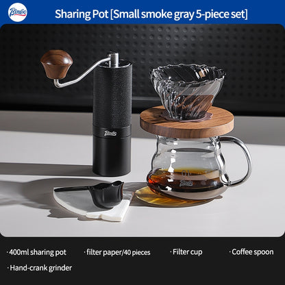 BINCOO Pour Over Coffee Kit with Electric Kettle Glass Sharing Pot V01 Glass Dripper & Stainless Steel Spout Gooseneck Kettle