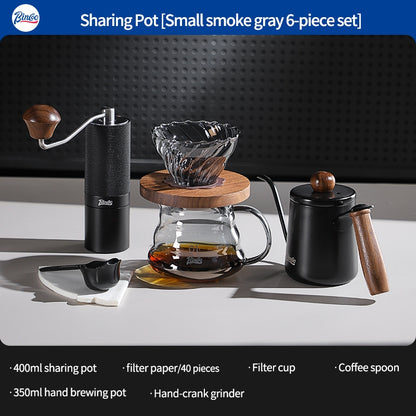 BINCOO Pour Over Coffee Kit with Electric Kettle Glass Sharing Pot V01 Glass Dripper & Stainless Steel Spout Gooseneck Kettle