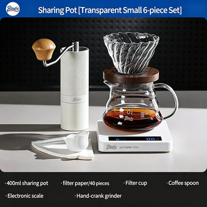 BINCOO Pour Over Coffee Kit with Electric Kettle Glass Sharing Pot V01 Glass Dripper & Stainless Steel Spout Gooseneck Kettle