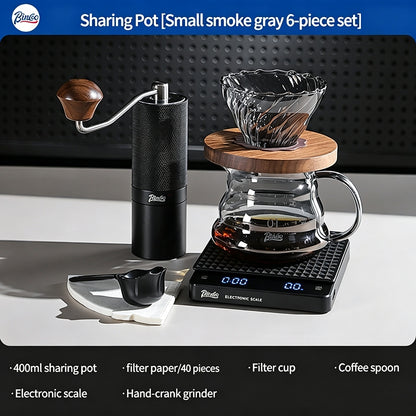 BINCOO Pour Over Coffee Kit with Electric Kettle Glass Sharing Pot V01 Glass Dripper & Stainless Steel Spout Gooseneck Kettle