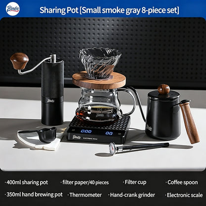 BINCOO Pour Over Coffee Kit with Electric Kettle Glass Sharing Pot V01 Glass Dripper & Stainless Steel Spout Gooseneck Kettle