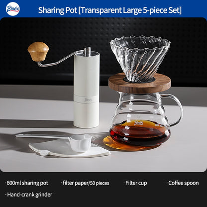 BINCOO Pour Over Coffee Kit with Electric Kettle Glass Sharing Pot V01 Glass Dripper & Stainless Steel Spout Gooseneck Kettle