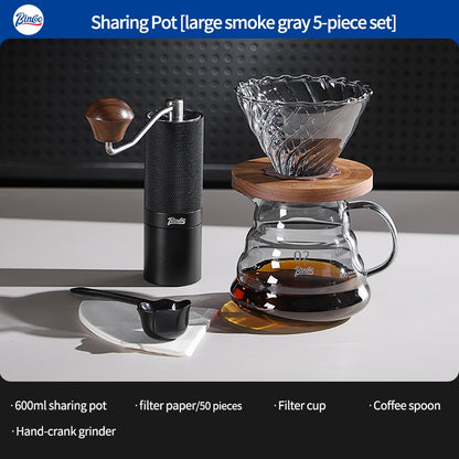BINCOO Pour Over Coffee Kit with Electric Kettle Glass Sharing Pot V01 Glass Dripper & Stainless Steel Spout Gooseneck Kettle