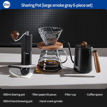 BINCOO Pour Over Coffee Kit with Electric Kettle Glass Sharing Pot V01 Glass Dripper & Stainless Steel Spout Gooseneck Kettle