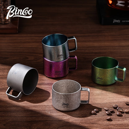 BINCOO Pure Titanium Coffee Cup Portable Coffee Tasting Cup for Home & Office 80ML