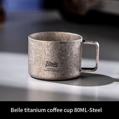BINCOO Pure Titanium Coffee Cup Portable Coffee Tasting Cup for Home & Office 80ML