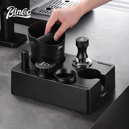 BINCOO Multifunctional Coffee Tamper Base Full Set Distributor & Spring Loaded Tamper 3-Piece Kit Coffee Storage Tools 51MM/58MM