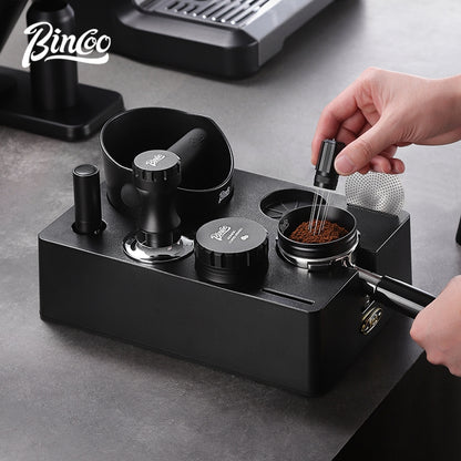 BINCOO Multifunctional Coffee Tamper Base Full Set Distributor & Spring Loaded Tamper 3-Piece Kit Coffee Storage Tools 51MM/58MM