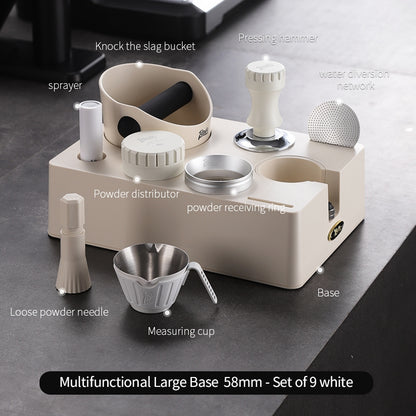 BINCOO Multifunctional Coffee Tamper Base Full Set Distributor & Spring Loaded Tamper 3-Piece Kit Coffee Storage Tools 51MM/58MM