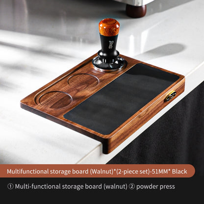 BINCOO Wood Silicone Tamper Mat Set for Espresso Coffee 3-Piece Kit with Distributor & Tamper Coffee Accessories Storage Set 51MM/58MM