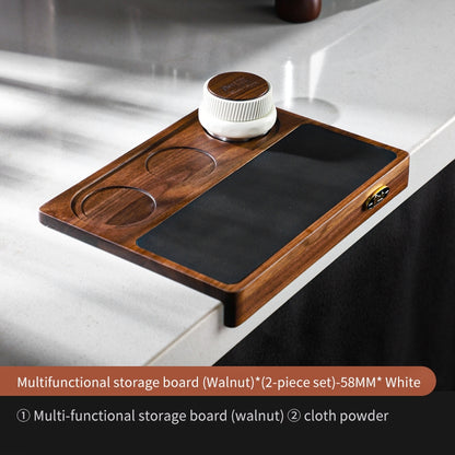 BINCOO Wood Silicone Tamper Mat Set for Espresso Coffee 3-Piece Kit with Distributor & Tamper Coffee Accessories Storage Set 51MM/58MM