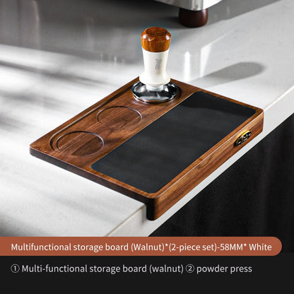 BINCOO Wood Silicone Tamper Mat Set for Espresso Coffee 3-Piece Kit with Distributor & Tamper Coffee Accessories Storage Set 51MM/58MM