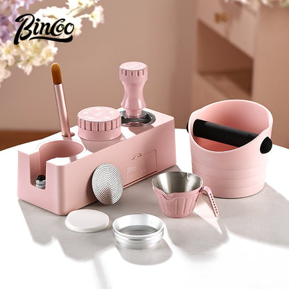 BINCOO Coffee Tamping Base Set with Distribution Tool Portafilter Tamper Storage Station Full Coffee Tool Kit