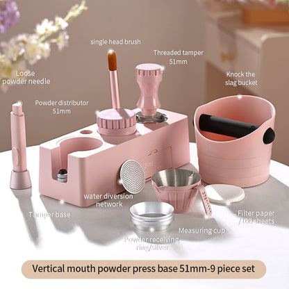 BINCOO Coffee Tamping Base Set with Distribution Tool Portafilter Tamper Storage Station Full Coffee Tool Kit