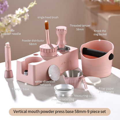 BINCOO Coffee Tamping Base Set with Distribution Tool Portafilter Tamper Storage Station Full Coffee Tool Kit